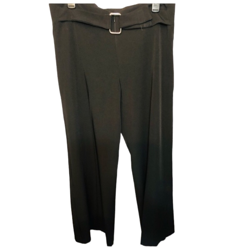 Andreana size 12 black high rise wide leg dress pants self belt Made in Italy